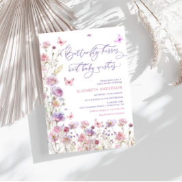 蝶のキスとベビーウィッシュパープルピンクベビー 招待状