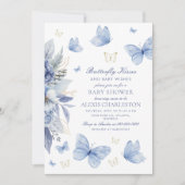 蝶のキスとベビーウィッシュボーイベビーシャワー 招待状 (正面)