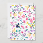 蝶のキスとベビーウィッシュ金ゴールド赤ちゃんシャワー 招待状 (裏面)