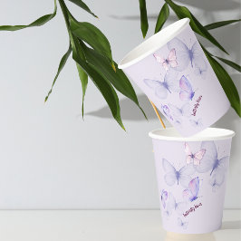 蝶のキスとベビーウィッシュ | パープルラップ文字 紙コップ
