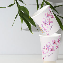 蝶のキスとベビーウィッシュ | ピンクラップ文字 紙コップ