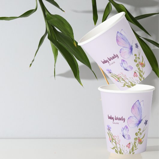 蝶のキスとベビーウィッシュ | 紫の蝶 紙コップ