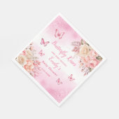 蝶のキスとベビー希望ピンクの赤ちゃんシャワー スタンダードランチョンナプキン (角)
