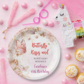 蝶のキスと誕生日の願い ペーパープレート (パーティー)