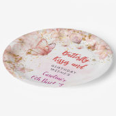 蝶のキスと誕生日の願い ペーパープレート (アングル)