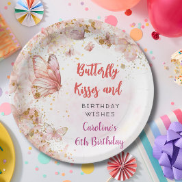 蝶のキスと誕生日の願い ペーパープレート