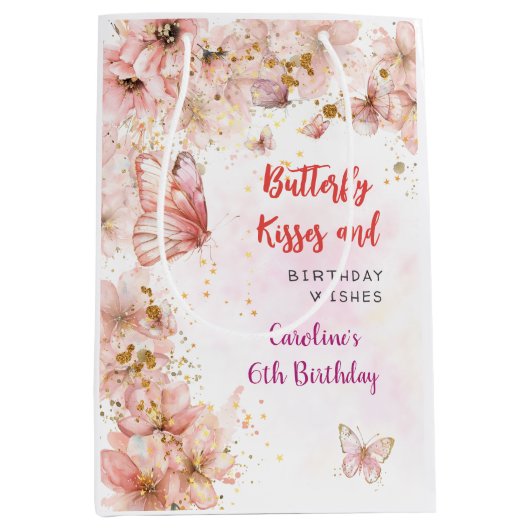 蝶のキスと誕生日の願い ミディアムペーパーバッグ (正面)