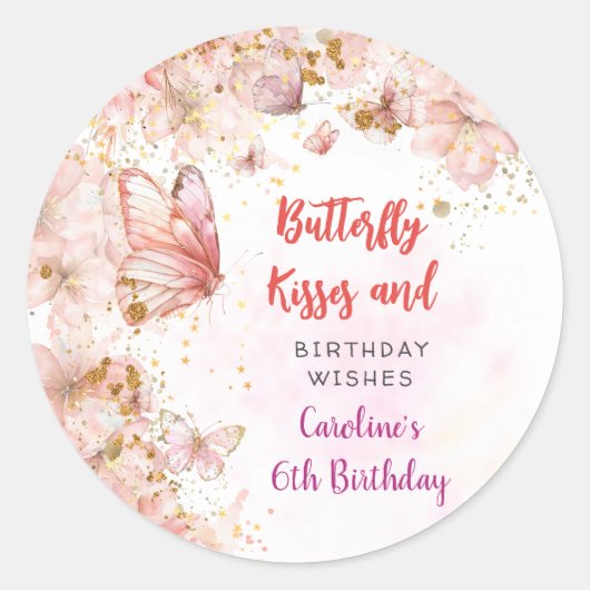 蝶のキスと誕生日の願い ラウンドシール (正面)