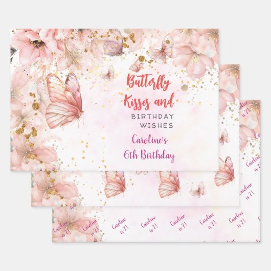 蝶のキスと誕生日の願い ラッピングペーパーシート (セット)