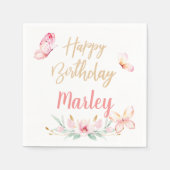 蝶のキスと誕生日の願い、任意の年齢パーティー スタンダードカクテルナプキン (正面)