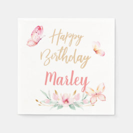 蝶のキスと誕生日の願い、任意の年齢パーティー スタンダードカクテルナプキン