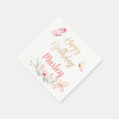 蝶のキスと誕生日の願い、任意の年齢パーティー スタンダードカクテルナプキン (角)