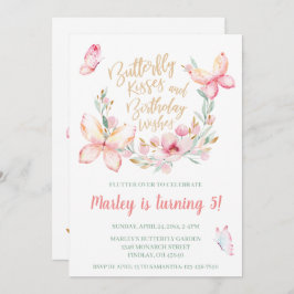 蝶のキスと誕生日の願い、任意の年齢パーティー 招待状