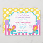 蝶のキスと誕生日ウィッシュパーティー 招待状 (正面/裏面)