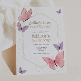 蝶のキスと誕生日ウィッシュ誕生日Inv 招待状