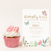 蝶のキスと誕生日ウィッシュ金ゴールドフローラ 招待状