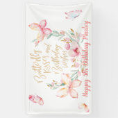 蝶のキスと誕生日ウィッシュ、ハッピーバースデー 横断幕 (縦)