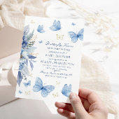 蝶のキスと赤ちゃんの願い 男の子ベビーシャワー 招待状