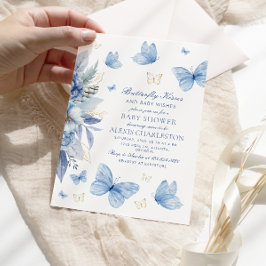 蝶のキスと赤ちゃんの願い 男の子ベビーシャワー 招待状