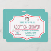 蝶のキスと養子縁組を希望する採用シャワー 招待状 (正面/裏面)