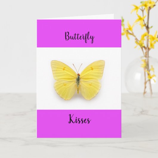 蝶のキスはグリーティングカードを取得 カード (黄色い花)
