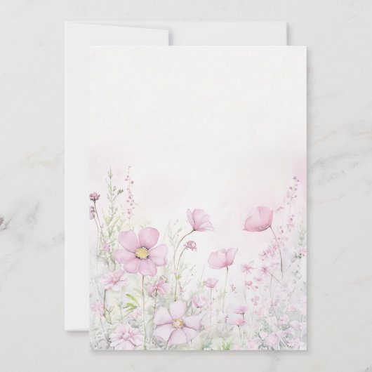 蝶のキスはワイルドフラワーを願う1st誕生日 招待状 (裏面)