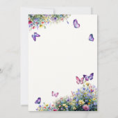 蝶のキスはワイルドフラワーベイビーシャワーを願う 招待状 (裏面)