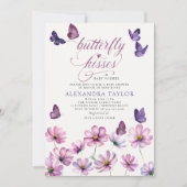蝶のキスはMauveベビーガールシャワーを願う 招待状 (正面)
