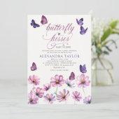 蝶のキスはMauveベビーガールシャワーを願う 招待状 (スタンド正面)