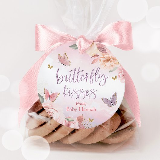 蝶のキスサンキューメッセージカードベビーシャワー フェイバータグ