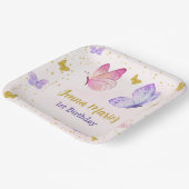 蝶のキスピンク&パープル1歳の誕生日 ペーパープレート (傾斜あり)