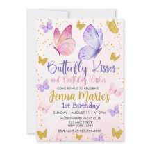 蝶のキスピンク&パープル1歳の誕生日