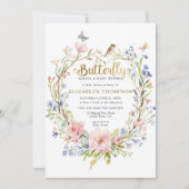 蝶のキスワイルドフラワーガーデンベビーシャワー 招待状 (正面)