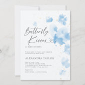 蝶のキス夢想水カラー男の赤ちゃんシャワー 招待状 (正面)