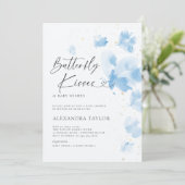 蝶のキス夢想水カラー男の赤ちゃんシャワー 招待状 (スタンド正面)