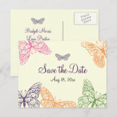 蝶のキス日付黄色を保存 案内ポストカード (正面/裏面)