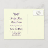 蝶のキス日付黄色を保存 案内ポストカード (裏面)