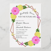 蝶のキス未来のためのミセス・ブライダルシャワー 箔招待状 (正面)