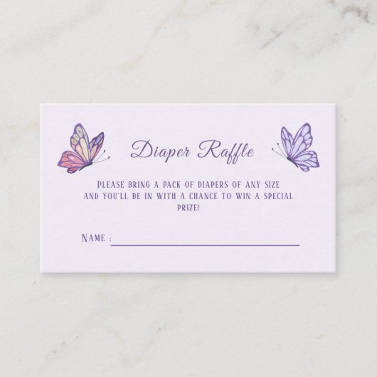 蝶のキス紫の赤ちゃんシャワー エンクロージャーカード (正面)