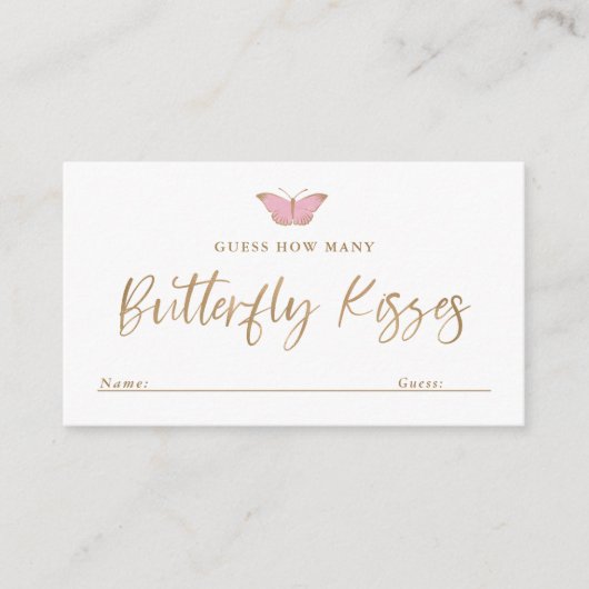 蝶のキス赤ちゃんシャワーゲームカードの数 エンクロージャーカード (正面)