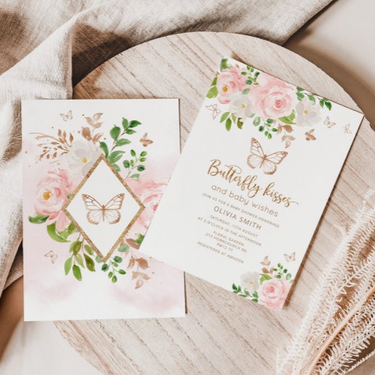 蝶のキス赤ちゃんシャワー招待 招待状