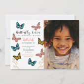 蝶のキス ガールズ バースデーパーティーの写真 招待状 (正面)
