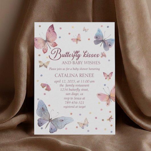 蝶のキス パステル ベビーシャワー 招待状