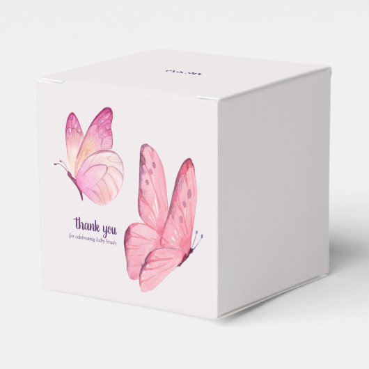 蝶のキス&ベビーウィズベビーシャワー | ピンク フェイバーボックス (正面サイド)