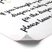 蝶のキス&ベビーウィッシュおむつラッフルサイン ポスター (角)