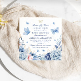 蝶のキス&ベビーウィッシュボーイベビーシャワー 招待状