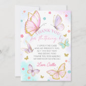 蝶のキス 女の子の誕生日お礼カード サンキューカード (正面)
