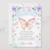 蝶のキス 女の子の誕生日お礼カード サンキューカード (正面)