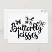 蝶のキス 蝶 黒 白 結婚式 ポストカード (正面/裏面)