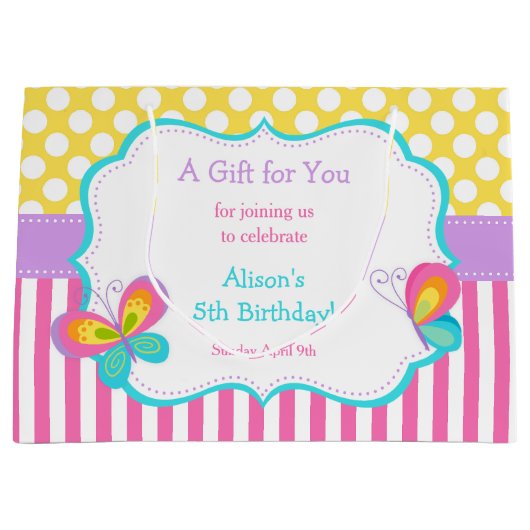 蝶のキス&誕生日ウィッシュパーティーありがとう ラージペーパーバッグ (正面)